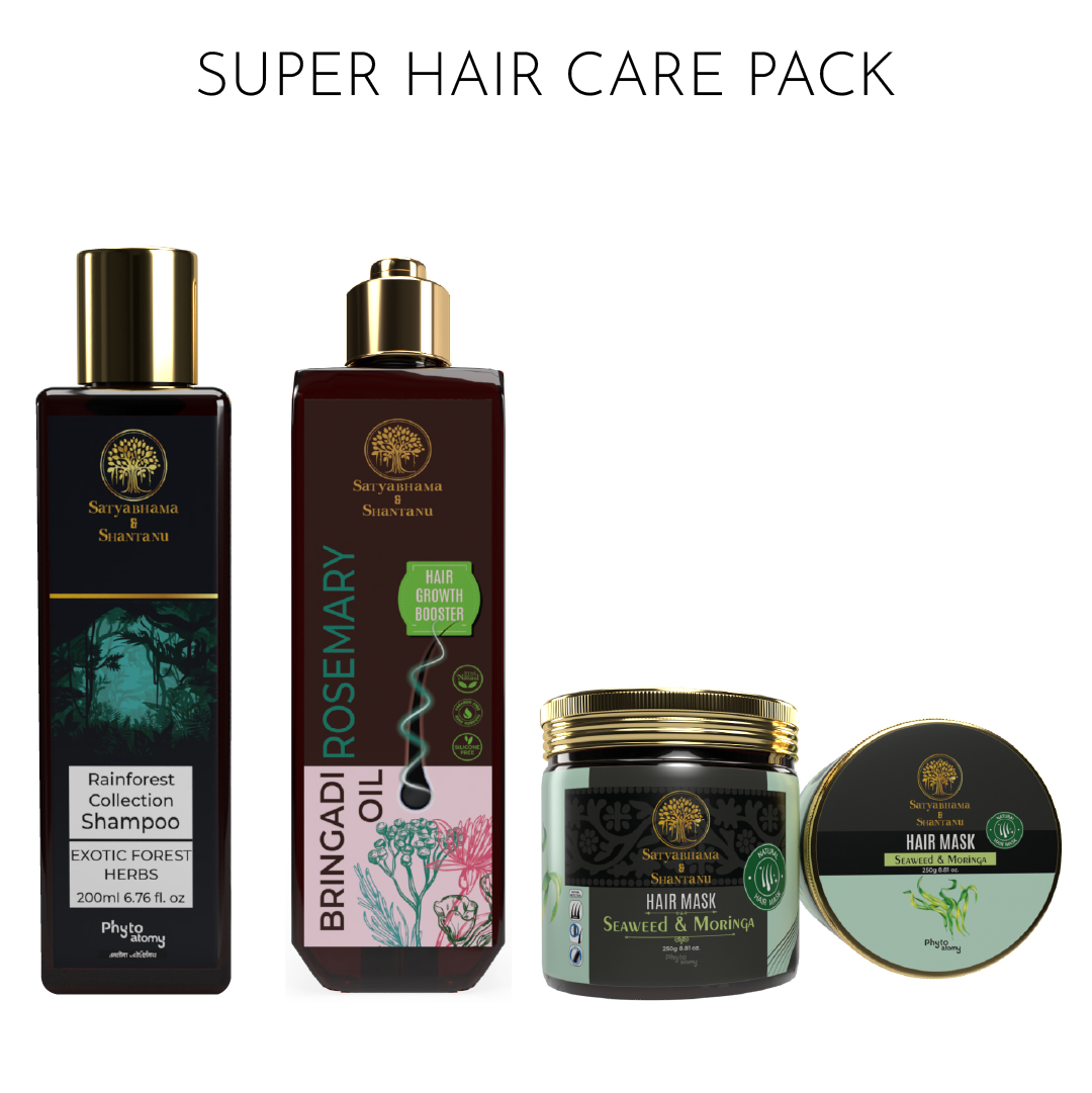 Exotic Forest Herbs Shampoo (200 ml) + Seaweed & Moringa Hair Mask (250 g) + Bringadi Rosemary Hair Oil (200 ml)